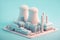 Abstract nuclear power plant model. Generative AI