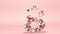 Abstract number digit 8 eight with beads pearls balls on pink background animati