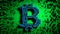 Abstract numbers Random motion in the form of coins bitcoin, Green color 4K