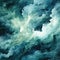 Abstract ocean illustration with swirling vortexes and detailed atmospheric portraits