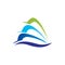 abstract ocean sailing waves logo icon
