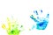 Abstract oil color. Prints of children\'s handprints.