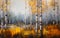 Abstract oil painting birch tree illustration, big tree background wall.