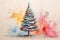 Abstract oil painting of Christmas tree, pastel colors splash