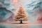 Abstract oil painting of Christmas tree, pastel colors splash