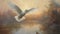 Abstract Oil Painting: Pigeon Landing In Marsh With Soft Colors