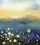 Abstract oil painting white flowers field in soft color