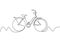 Abstract one line drawing with bike vector. Illustration cycling object isolated on white background