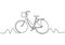 Abstract one line drawing with bike vector. Illustration cycling object isolated on white background