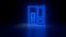 Abstract open door to universe. Cyberpunk neon door background concept. Blue neon. Abstract neon shapes hologram led laser door.