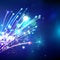 Abstract optical fibers at blue space background