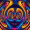 Abstract Optical illusion face in bright colorful background. An illusion art graphic made up abstract colorful unique mystery