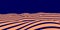 Abstract optical illusion wave. A flow of orange stripes forming a wavy distortion effect on blue background. Vector Illustration