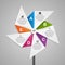 Abstract options infographics design template in the shape of air pinwheel.