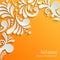 Abstract Orange Background with 3d Floral Pattern