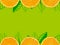 Abstract orange background. fresh orange slide isolated on green