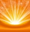 Abstract orange background with sun light rays