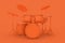 Abstract Orange Clay Style Professional Rock Black Drum Kit. 3d