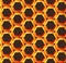 Abstract orange hexagonal pattern like honeycomb with Penrose impossible object or impossible figure or an undecidable figure