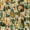 Abstract Organic Shapes in Earthy Tones Pattern