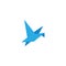 Abstract origami blue bird flying template design