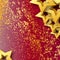 Abstract Origami Gold Stars on red vector background.