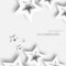 Abstract origami white paper stars background.