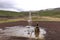 Abstract outdoor shower with thermal water in iceland