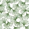 Abstract outline of green ginkgo leaves seamless pattern, natural background vector