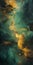 Abstract Painting: Beautiful Dark Ocean In Emerald And Gold
