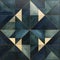 Abstract Painting With Blue And Gold Geometric Shapes