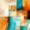 Abstract Painting Digitally Enhanced Soft Cubism In Orange, Blue, And White