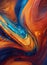 abstract painting featuring a colorful vortex pattern in shades of orange