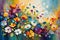 Abstract Painting Featuring a Multitude of Flowers - Swirling Colors Blend into a Harmonious Background