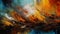 Abstract Painting Featuring Vivid Colors and Dynamic Brush Strokes