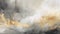 Abstract Painting Of Gold And White Clouds With Naturalistic Landscape Backgrounds