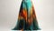 Abstract Painting Maxi Skirt - Teal And Amber Motion Blur Panorama