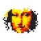 Abstract painting Mona Lisa, digital style with pixel. Retro 2d game, slot machine graphics.
