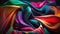 an abstract painting of multicolored fabric on a black background. generative ai