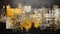 Abstract Painting Of An Old City In Yellow And Black