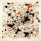 Abstract Painting: Red, Orange, And Black Splatters In Intertwined Networks