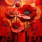 Abstract Painting Of Red Poppies In Art Nouveau Style