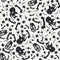 Abstract paleontologic seamless background pattern with dinosaurs skulls and bones, tyrannosaurus and triceratops
