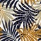 Abstract palm leaves filled with animal print. Modern trendy tropical seamless pattern