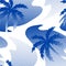 Abstract palm tree reflection on the water seamless pattern