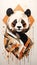 Abstract Panda Geometric Animal Art Painting Earth Colors Illustration Postcard Digital Artwork Banner Website Flyer Ads Gift Card