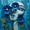 Abstract Paper And Flower Art: Stylized Portraiture With Eye-catching Detail