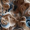 Abstract paper pattern with brown and blue swirls in dusty piles (tiled)