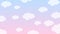 Abstract Pastel Kawaii funny white clouds. Seamless pattern on blue background