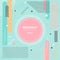 Abstract pastels color geometric elements composition decorative green background. Round shape and halftone pattern with circle